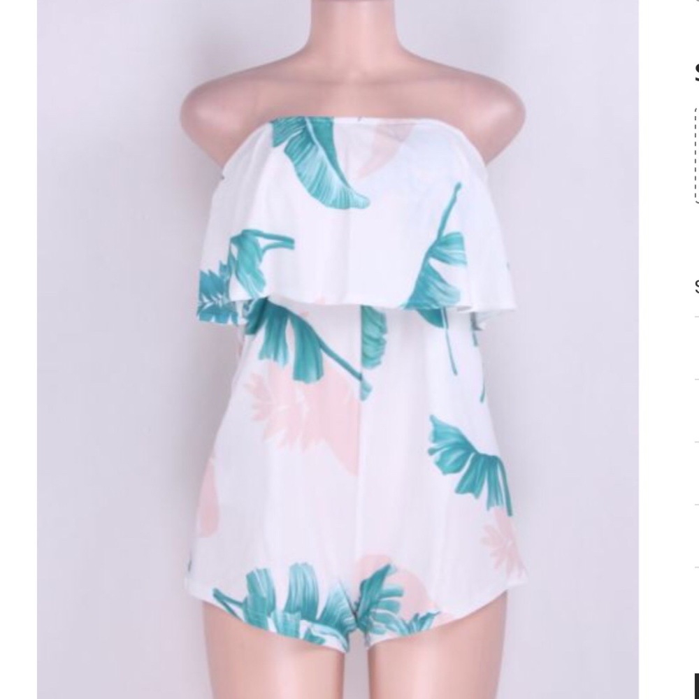 Leaves Printed Summer Playsuit Romper - Picture 2 of 3
